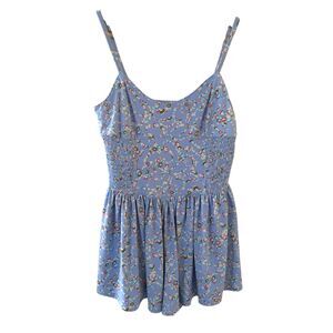 Babydoll Womens Top Size M Blue Floral Boho College Flowy Coastal Bloomcore City